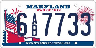MD license plate 6AB7733