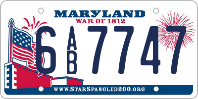 MD license plate 6AB7747