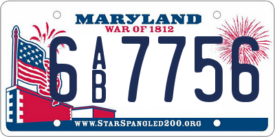 MD license plate 6AB7756