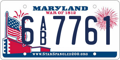 MD license plate 6AB7761