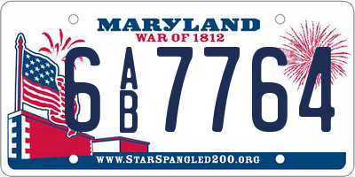 MD license plate 6AB7764