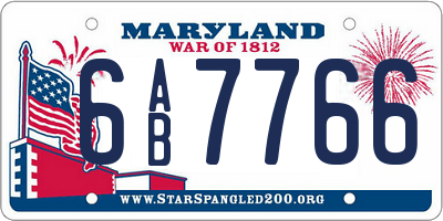 MD license plate 6AB7766