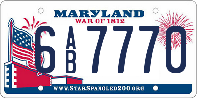 MD license plate 6AB7770