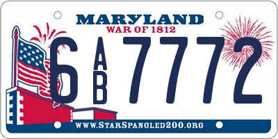 MD license plate 6AB7772
