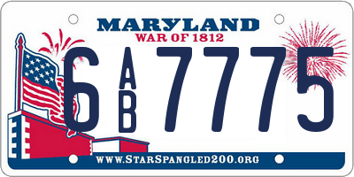 MD license plate 6AB7775