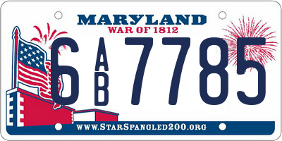 MD license plate 6AB7785