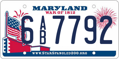 MD license plate 6AB7792