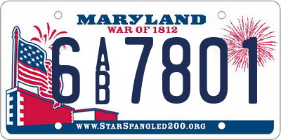 MD license plate 6AB7801