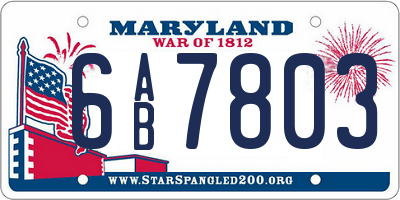 MD license plate 6AB7803