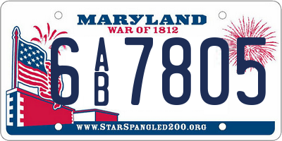 MD license plate 6AB7805