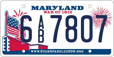 MD license plate 6AB7807