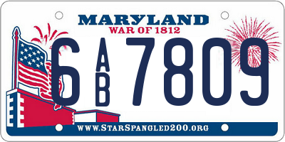 MD license plate 6AB7809