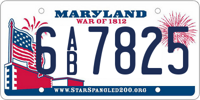 MD license plate 6AB7825