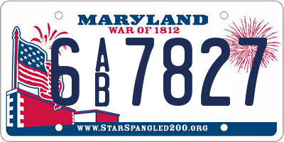 MD license plate 6AB7827