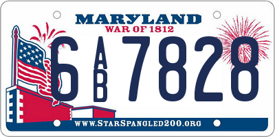 MD license plate 6AB7828