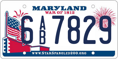 MD license plate 6AB7829