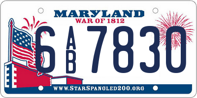 MD license plate 6AB7830