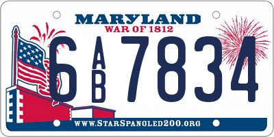 MD license plate 6AB7834