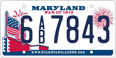 MD license plate 6AB7843