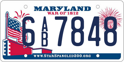 MD license plate 6AB7848