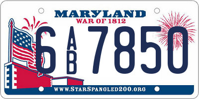 MD license plate 6AB7850