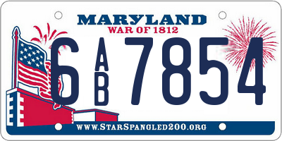 MD license plate 6AB7854