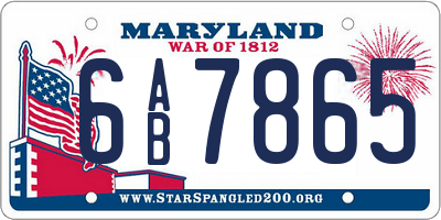 MD license plate 6AB7865