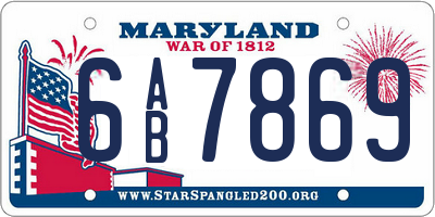 MD license plate 6AB7869