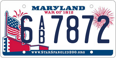 MD license plate 6AB7872