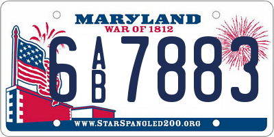 MD license plate 6AB7883