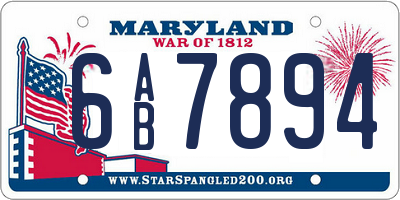 MD license plate 6AB7894