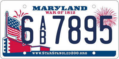 MD license plate 6AB7895