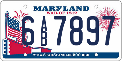 MD license plate 6AB7897