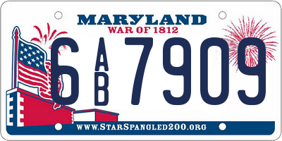 MD license plate 6AB7909