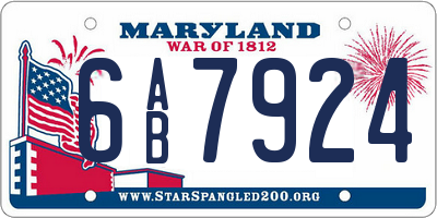 MD license plate 6AB7924