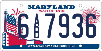 MD license plate 6AB7936