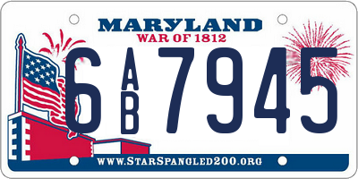 MD license plate 6AB7945