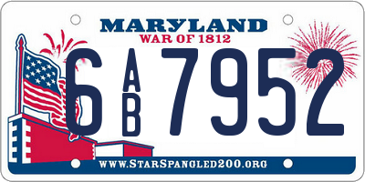 MD license plate 6AB7952