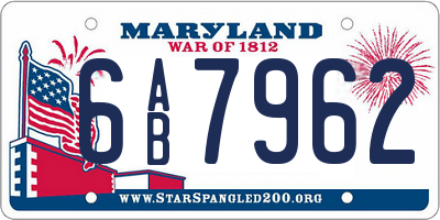MD license plate 6AB7962
