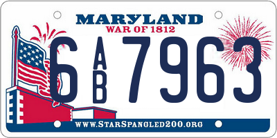 MD license plate 6AB7963