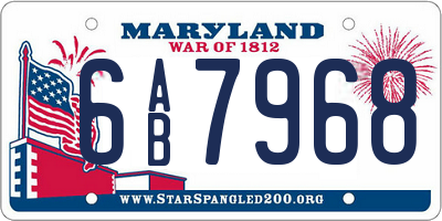 MD license plate 6AB7968