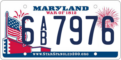 MD license plate 6AB7976