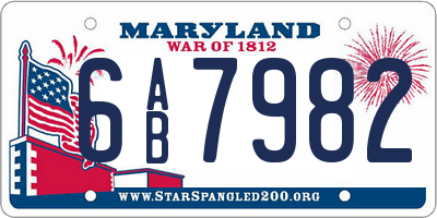 MD license plate 6AB7982