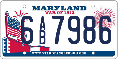 MD license plate 6AB7986