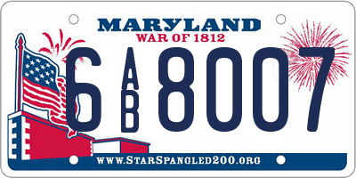 MD license plate 6AB8007