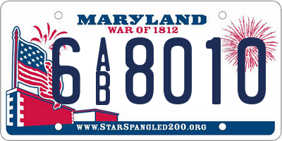 MD license plate 6AB8010