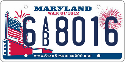 MD license plate 6AB8016
