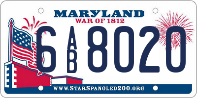 MD license plate 6AB8020