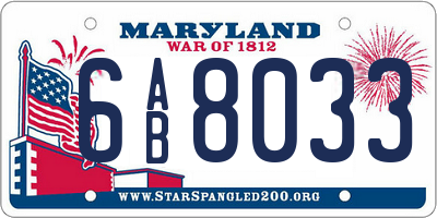 MD license plate 6AB8033
