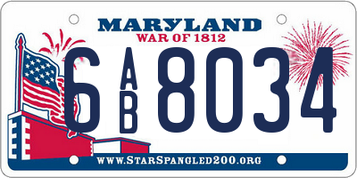 MD license plate 6AB8034